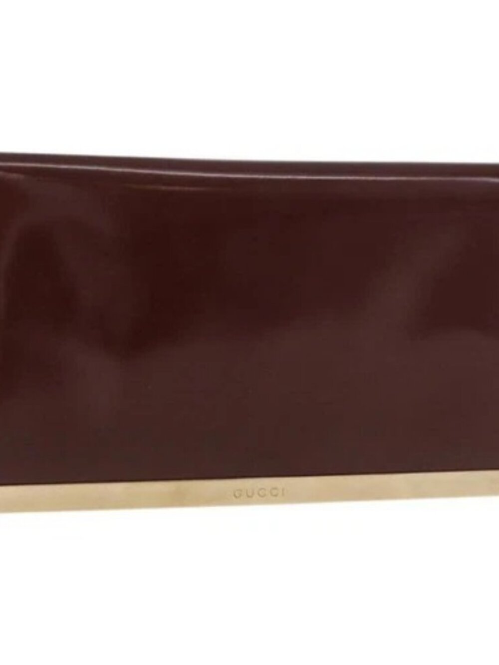 GUCCI Long Wallet Patent leather Brown Gold Auth bs35216 - Picture 1 of 16